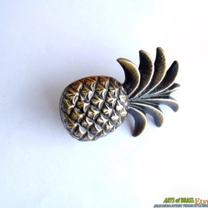 Lot of 2 pcs Antique PINEAPPLE Fruits Cabinet Solid Brass Drawer Handle Knob Pull image 4