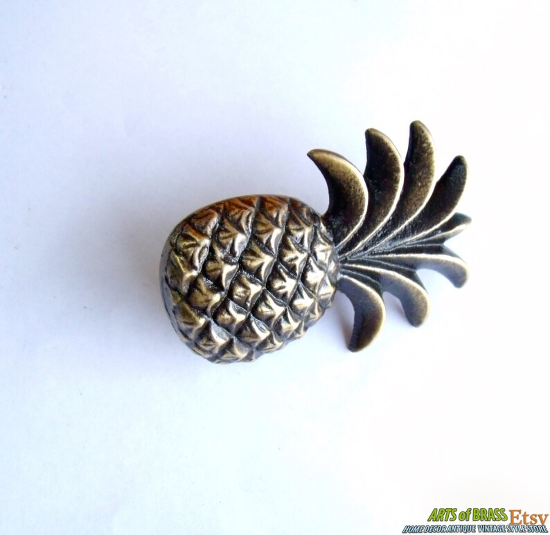 Lot of 2 pcs Antique PINEAPPLE Fruits Cabinet Solid Brass Drawer Handle Knob Pull image 4