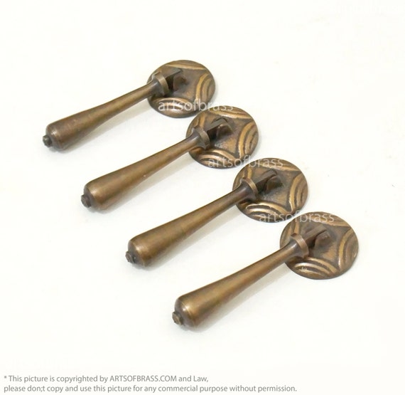 3.50" Inches Round TEAR DROP Cudgel Antique Solid Brass Drawer Pulls - set of 4