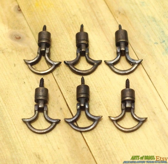 Lot of 6 pcs Vintage Brass knob VICTORIAN EARRING Wing Drop Antique Cabinet Brass KNOB Drawer Pulls