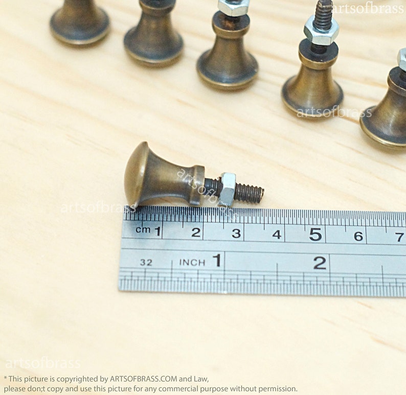 Lot of 6 pcs Vintage Retro Solid Brass Round Post Thumbtack Tacks Cabinet Solid Brass Drawer Handle Knob Pulls N025 image 5