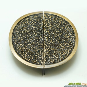 Diameter Ø3.93" inches Vintage Retro Detail Rock texture Round Antique Cabinet Brass KNOB Drawer Ring door Pulls AC045