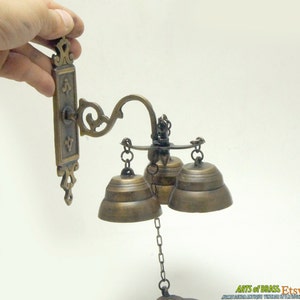 6.50&quot; inches Tall Vintage Solid Brass Gate Front Door Antique Three Ringing Bell knock Door