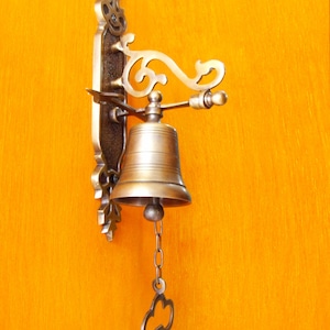 8.2&quot; inches Tall  Vintage Antique Solid Brass Gate Front Door Bell  Excellence knock door