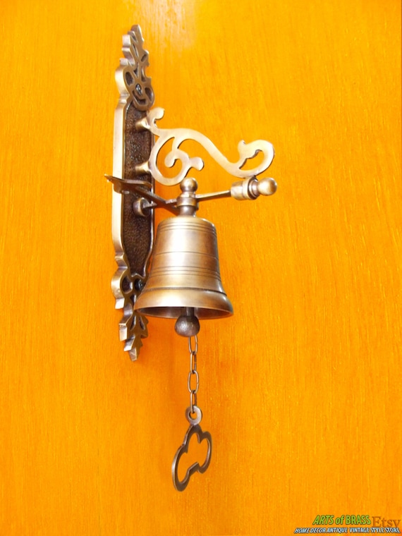 8.2" inches Tall  Vintage Antique Solid Brass Gate Front Door Bell  Excellence knock door