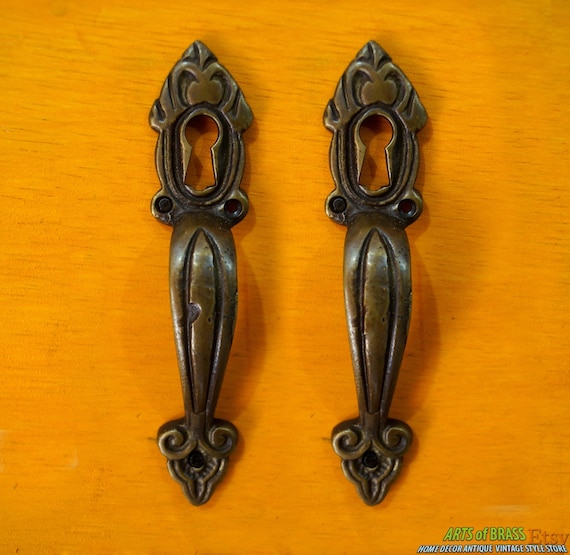 4.3" 2 pcs Vintage Victorian With or Without Key Hole Handle Brass Cabinet Drawer Handle Pulls