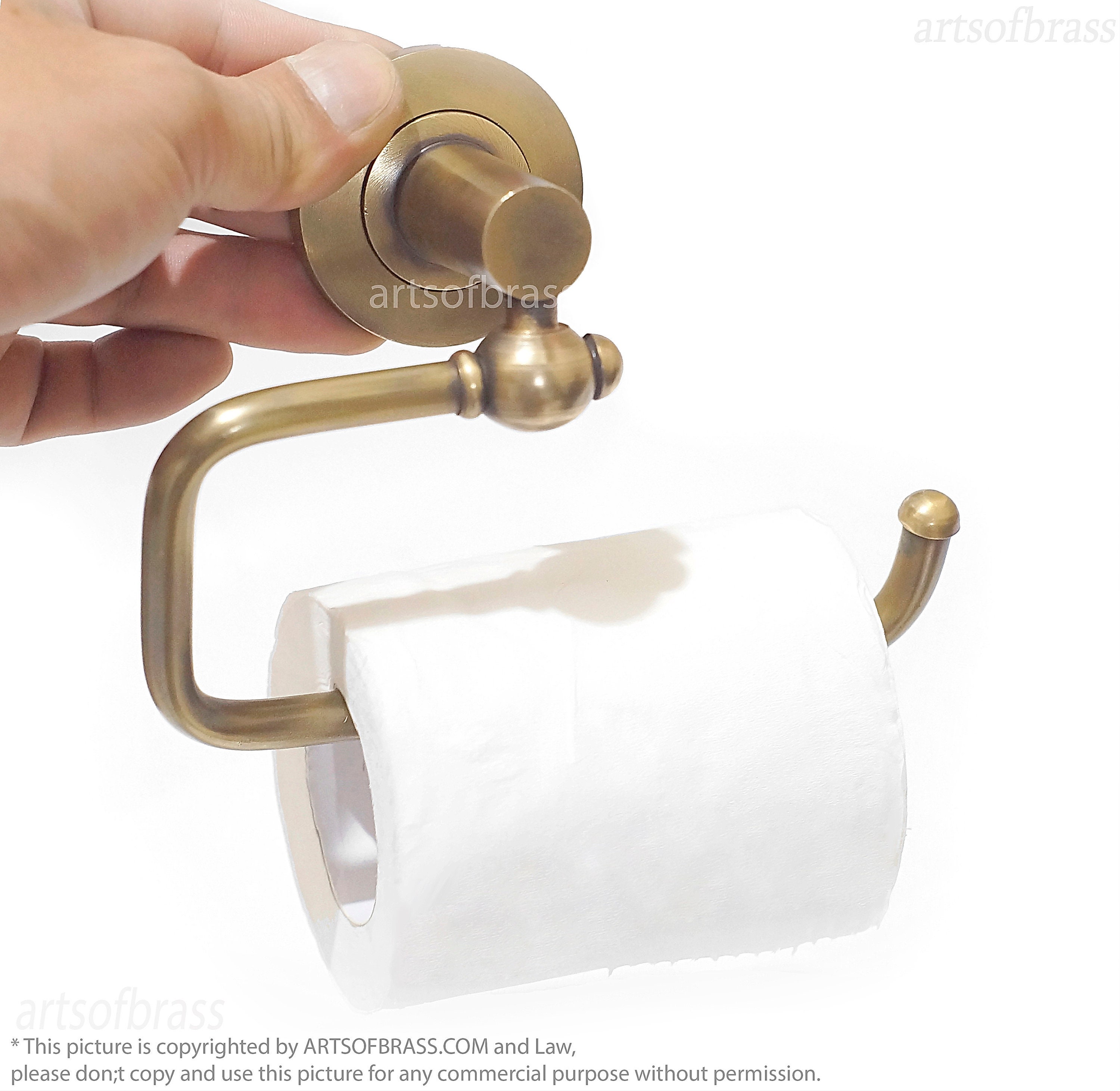 11.5 x 8.5 x... Bisk 00403 Deco Toilet Roll Holder with Cover in Antique Brass 