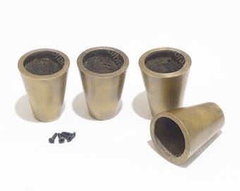 Set of 4 pieces Solid Brass Cylinder Leg Tip – Furniture Foot Cover for Table, Cabinet, or Kitchen Island