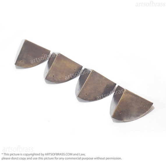 2.08" Lot of 4 pcs Vintage Retro Solid Brass Corners Old Table Cabinet Box Trunk Corner Protector