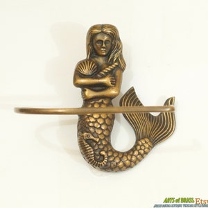 Vintage Mermaid Fantasy Island Tale Tissue / Hand Towel Holder Towel Hanger Solid Brass Bathroom Towel Hook Handle AE098