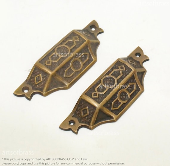4.64" inches Lot of 2 pcs Vintage Victorian Retro Bin Pull Solid Brass Drawer Bin Handle Pulls I036