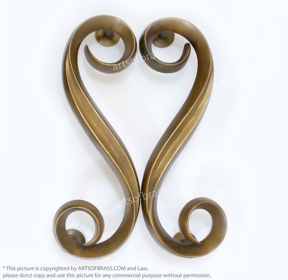 17.71" inches Set Vintage Large Victorian Classic Love Entry Door Handle Solid Brass Hardware Front Door Handle Pulls AC125