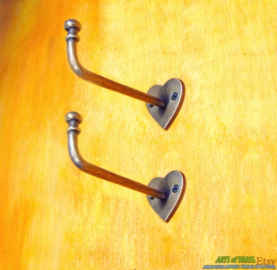 5.5" Lot of 2 pcs HOOK Vintage LOVE Antique Wall Mount Hook Coat Hat Hanger Hooks