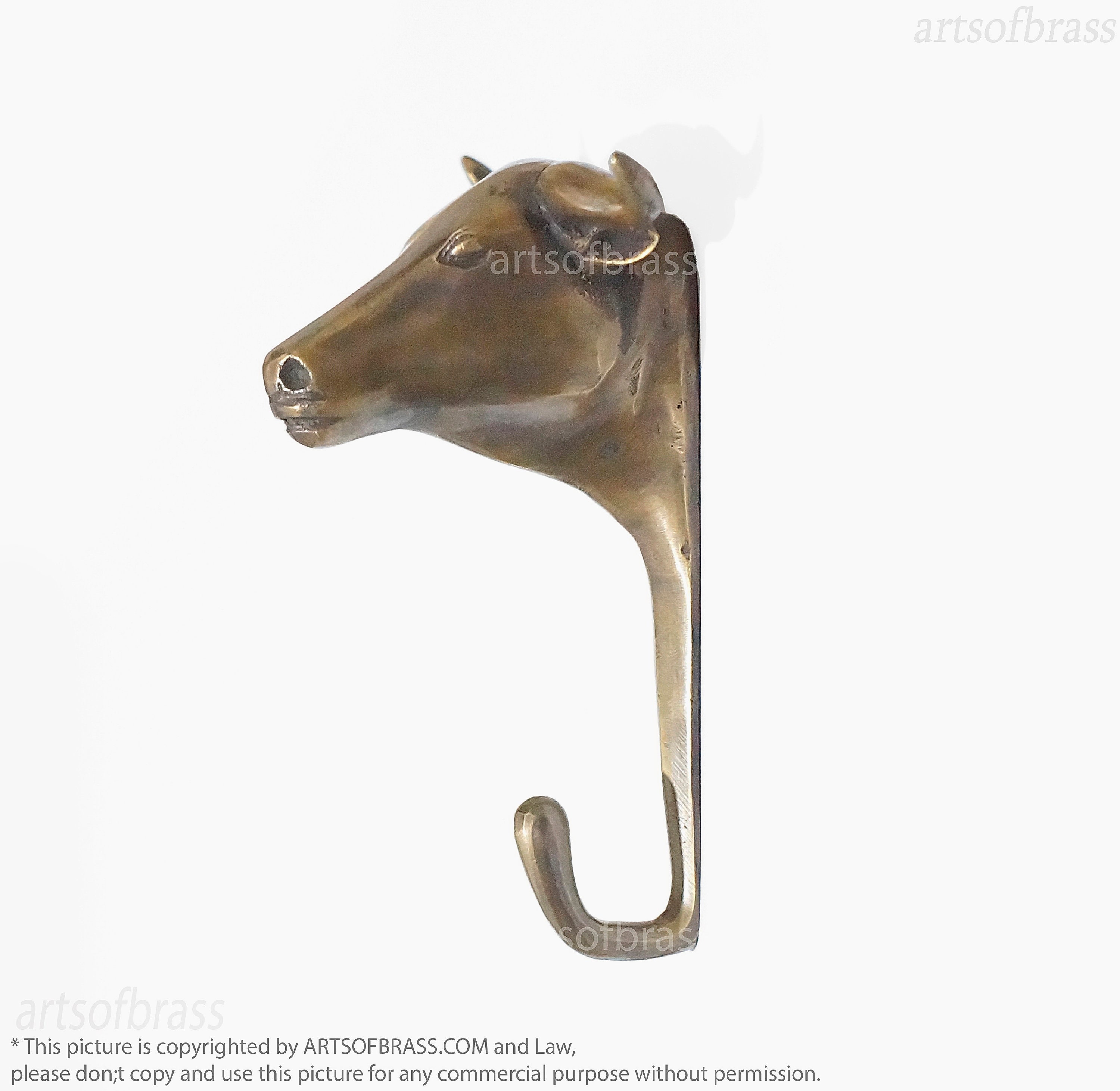 Vintage Brass Horse Head Wall Coat Hook 
