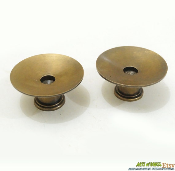 2.40" inches 2 pcs Vintage Retro Big Buttons Knob Hardware Cabinet Solid Brass Drawer Handle Knob Pulls