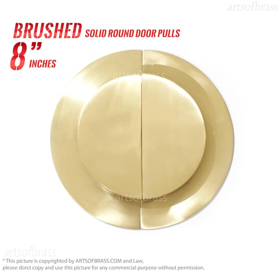 8.00" inches Brushed Brass Solid Round Main Door Pulls Western Vintage handles Pull