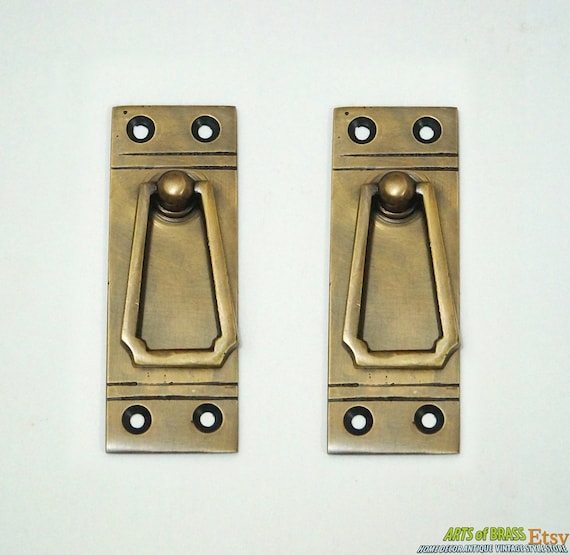 3.38" inches 2 pcs Vintage Retro Western Country Solid Brass Antique Cabinet Drawer Door Handle Pulls A059