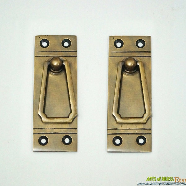 3.38" inches 2 pcs Vintage Retro Western Country Solid Brass Antique Cabinet Drawer Door Handle Pulls A059