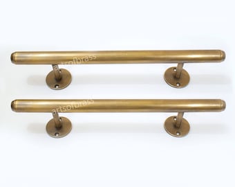 11.81&quot; inches Set 2 pcs Vintage Long Brass western Retro Door Handle Hardware Cabinet Door Handle Pulls