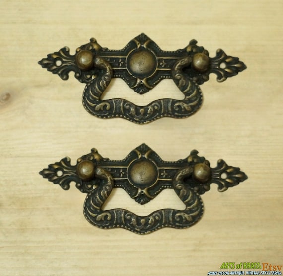 Lot of 2 pcs ANTIQUE Ancient Vintage Artistic Cabinet Drawer Handle Pull KNOB