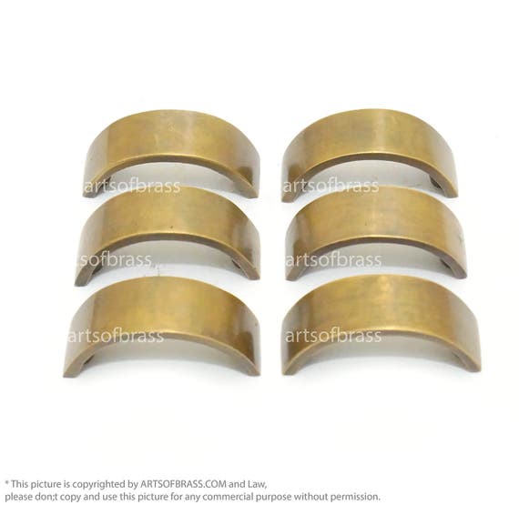 1.81" 6 pcs Vintage Retro Solid Brass Bent/Bend /Curve Knobs Pulls Cabinet Drawer Handle Knob Pulls