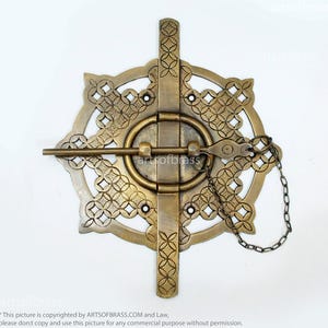 9.00&quot; Inches Set Vintage Chinese Big Round Hasp Lock Catch Antique Brass Chest Furniture Latch Clasp Q027