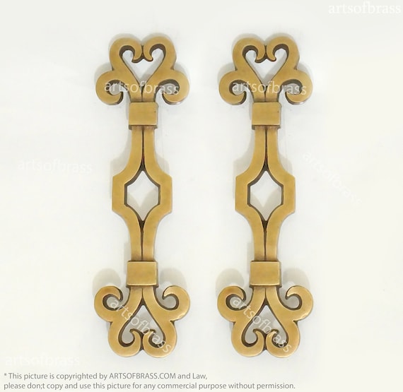 6.10" inches 2 pcs Vintage Art Deco Classic Handle Solid Brass Antique Cabinet Drawer Door Handle Pulls YSW-H