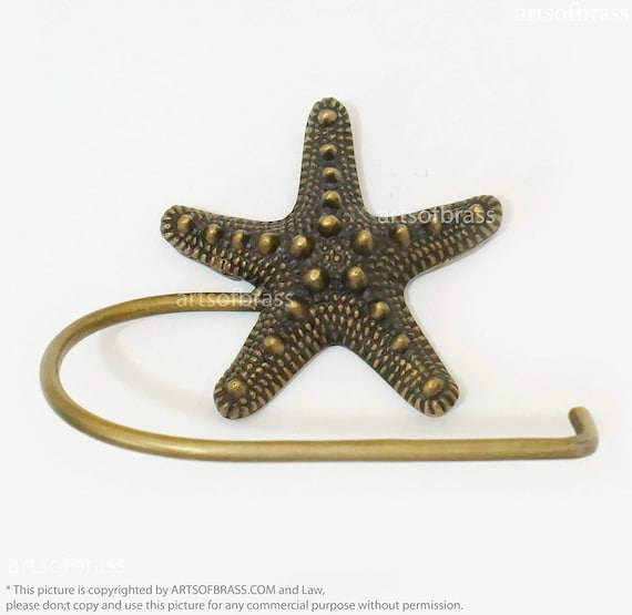 5.90 Inches Vintage Star Fish Solid Brass Toilet Paper Holder