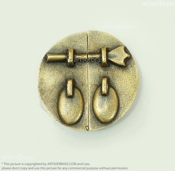 3.07" inches Vintage Solid Brass Round Pulls Dummy Latch lock style Cabinet Drawer Handle Pulls C124