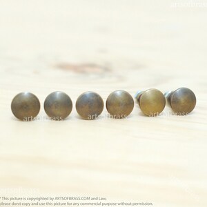 Lot of 6 pcs Vintage Retro Solid Brass Round Post Thumbtack Tacks Cabinet Solid Brass Drawer Handle Knob Pulls N025 image 2