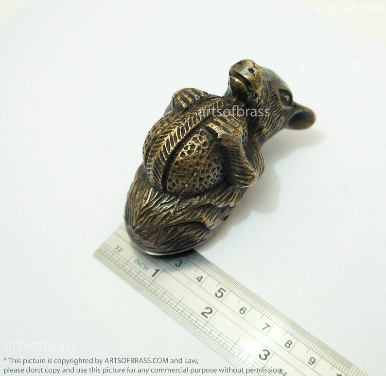 Vintage Squirrel With Nuts Solid Brass Bottle Opener Antique Etsy