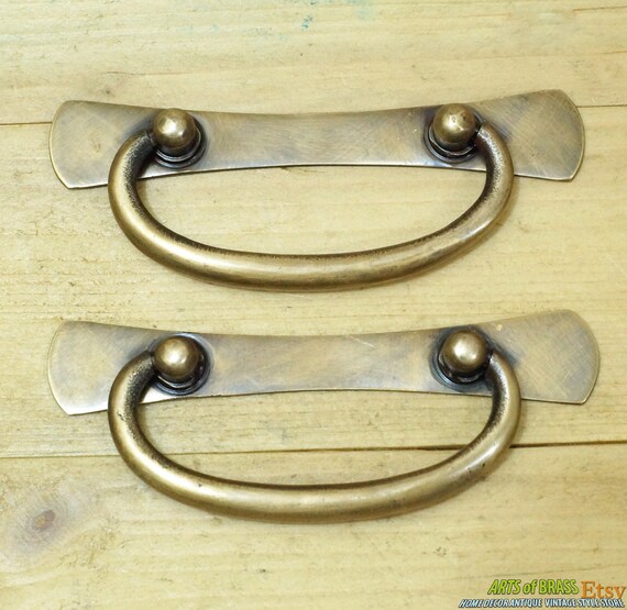 4.48" Lot of 2 pcs Vintage Bone Retro Solid Brass Antique Cabinet Brass KNOB Drawer Pulls