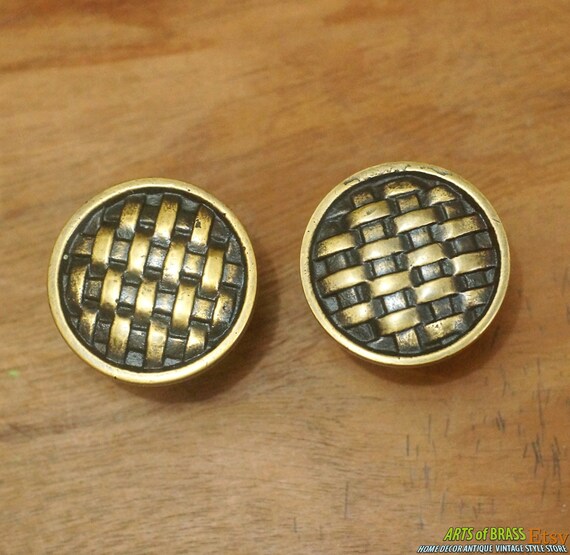 2 pcs Vintage Retro Wicker a Rope Straps Round Knobs Handle Solid Brass Cabinet Knob Pull Handle N185