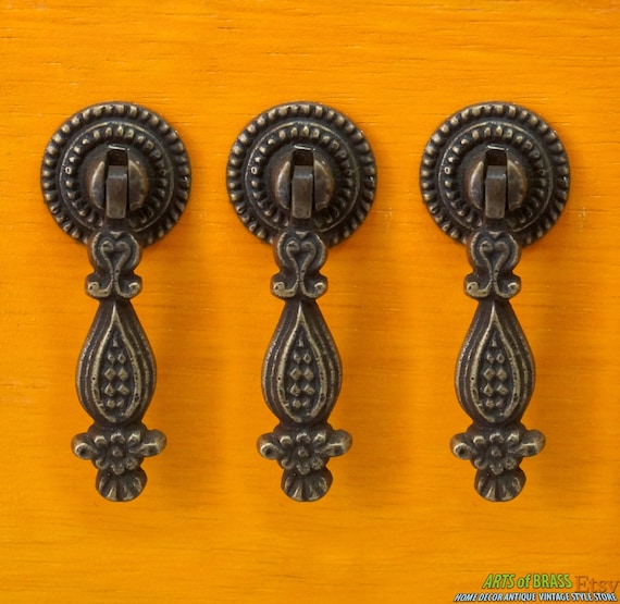 Lot of 3 pcs 2.48" Inches Vintage CUDGEL with Cottage Chic RETRO Cabinet Drawer Handle Knob Pulls