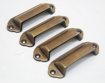 2,67 "Zoll Lot von 4 Stück Vintage Retro Classic Massiv Messing Bin Pull Griff Schrank Schublade Pulls I051
