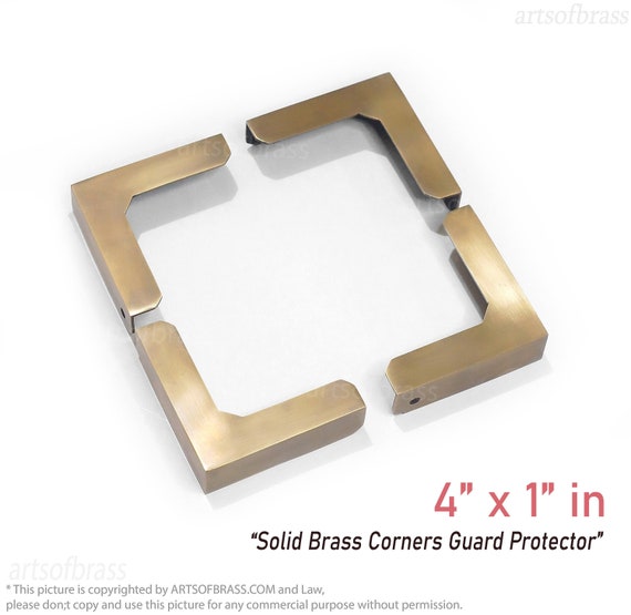 Solid Brass Retro Table Cabinet Trunk Corner Protector Guard - 4" x 1"