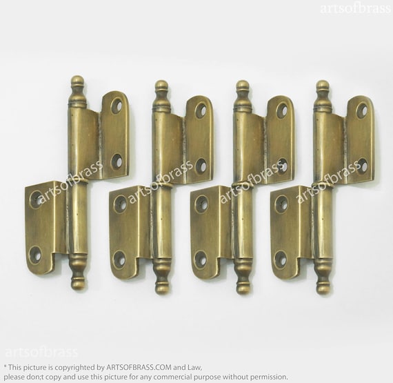 3.42" inches Vintage Solid Brass L Hinges Lift Off Minaret Tips Watson Hinge V066