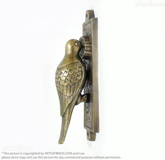 Vintage Solid Brass Detailed Woodpecker Door Knocker Bird Door Wreaths & Door Hangers Decor AB