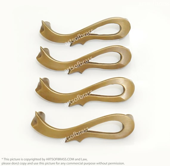 3.18" inches Lot of 4 pcs Vintage Retro Brass Swirl Ribbon Cabinet Drawer Dresser Knob Handle Pulls YSW-K