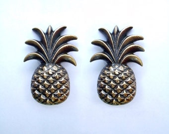 Lot of 2 pcs Antique PINEAPPLE Fruits Cabinet Solid Brass Drawer Handle Knob Pull