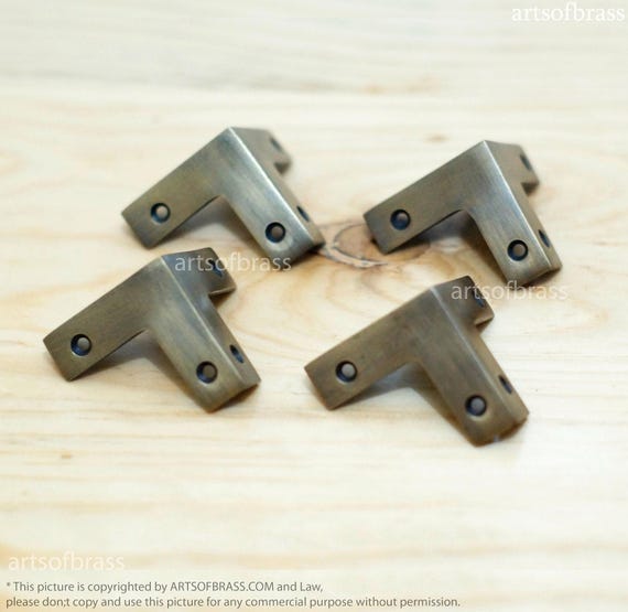 1.45" inches lot of 4 pcs Vintage Western Small Table Cabinet Trunk Corner Protector Solid Brass Corner Protector T003K