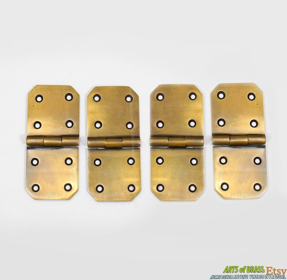 3.89" inches Lot Vintage Retro Western Decorative Solid Brass Cabinet Drawer Door Hinge / Hinges V074
