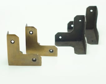 Lote de 4 protectores de esquinas de latón macizo T002 para caja de mesa estilo retro occidental, de 2,36" (4 unidades)