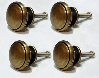 Lot of 4 pcs Vintage SIMPLE PLAIN Antique Solid Brass Handle Cabinet Drawer Handle Pulls