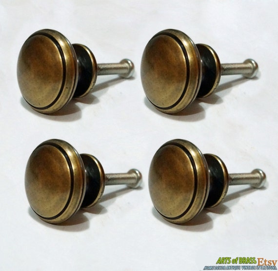 Lot of 4 pcs Vintage SIMPLE PLAIN Antique Solid Brass Handle Cabinet Drawer Handle Pulls