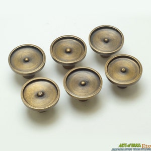 Lot of 6 pcs Vintage Point of Round Knobs Handle Solid Brass Cabinet Knob Pull Handle N130