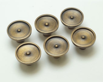 Lot of 6 pcs Vintage Point of Round Knobs Handle Solid Brass Cabinet Knob Pull Handle N130