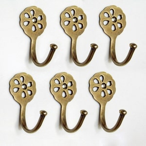 Lot of 6 pcs Vintage Style Single Antique Hook Hat Coat Wall Mount Hook