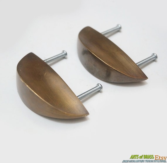 3.11" inches 2 pcs Vintage Retro Western Handle Full Plain Solid Brass Cabinet Drawer Handle Pulls N138