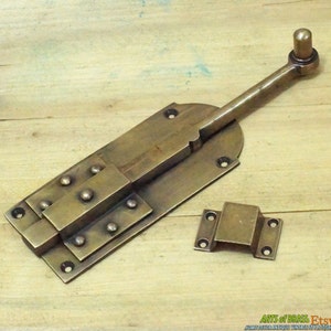 7.51 Set VINTAGE Gate Door Latch Slot Antique Solid Brass Door Safe Latch Lock w006